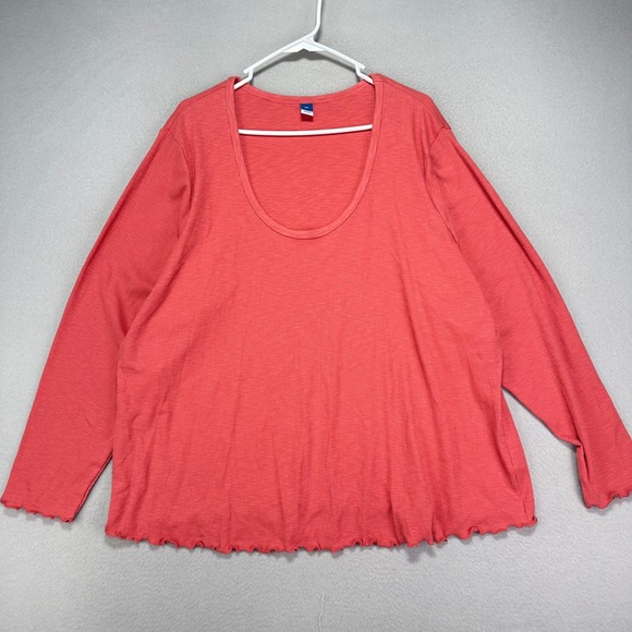 Old Navy Tops - Old Navy Ribbed Blouse Womens 4X Scoop Neck Coral Pink Long Sleeve NWT